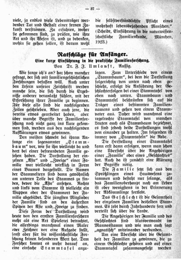 Ratschläge für Anfänger -  1