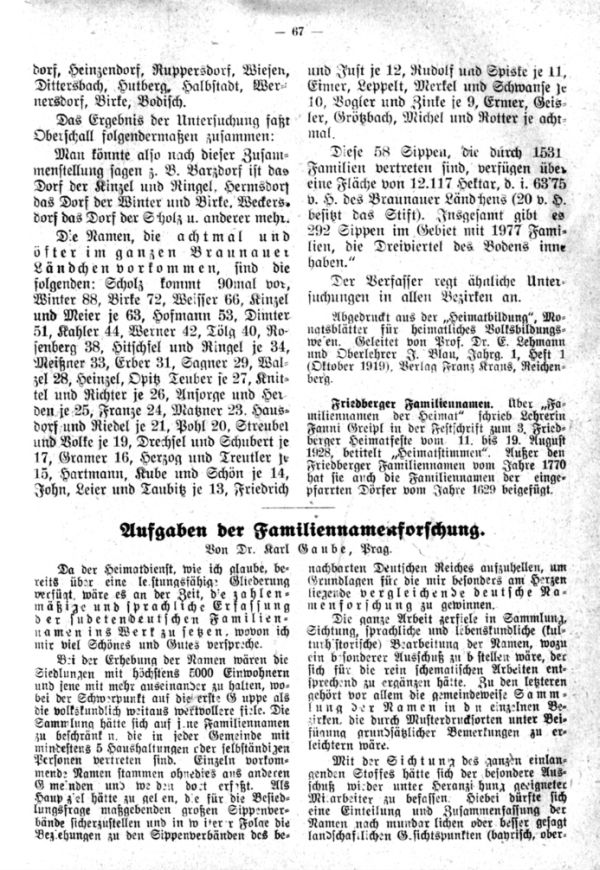 Aufgaben der Familienforschung