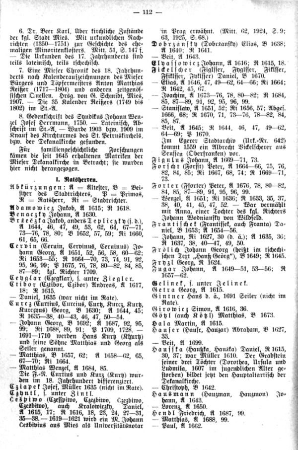 Mieser Ratsherren und Bürgermeister des 17. Jahrhunderts - 2