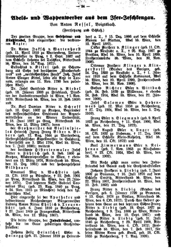 Adels- und Wappenwerber aus dem Iser-Jeschkengau - 1