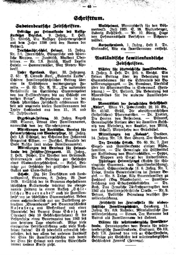 Ausländische familienkundliche Zeitschriften