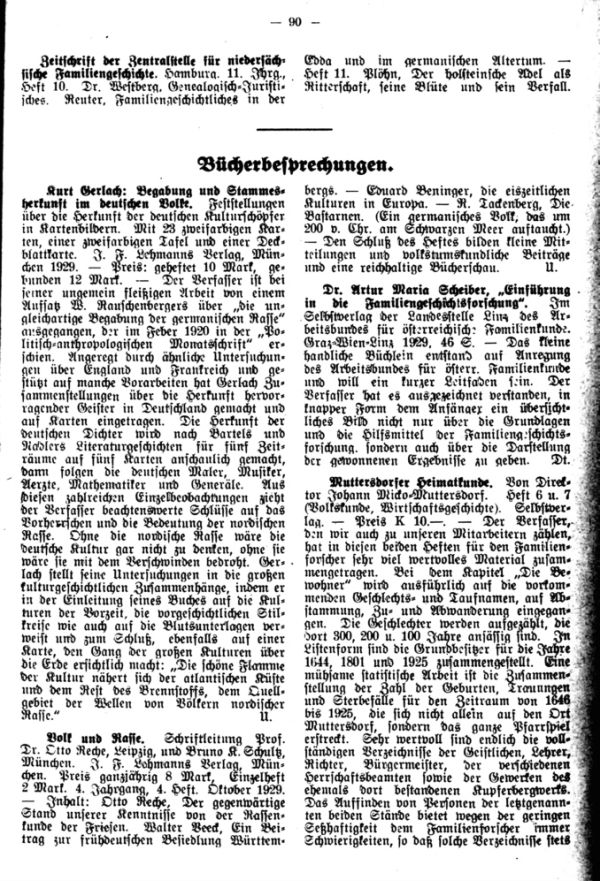 Dr. Artur Maria Schreiber, 'Einführung in die Familienforschung' - Muttersdorfer Heimatkunde