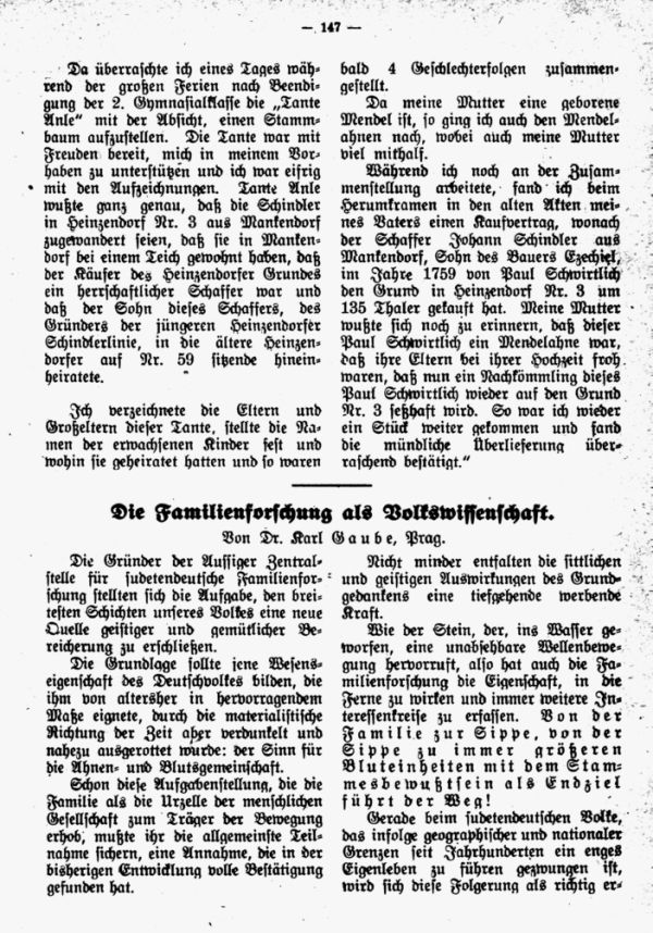 Die Familienforschung als Volkswissenschaft - 1