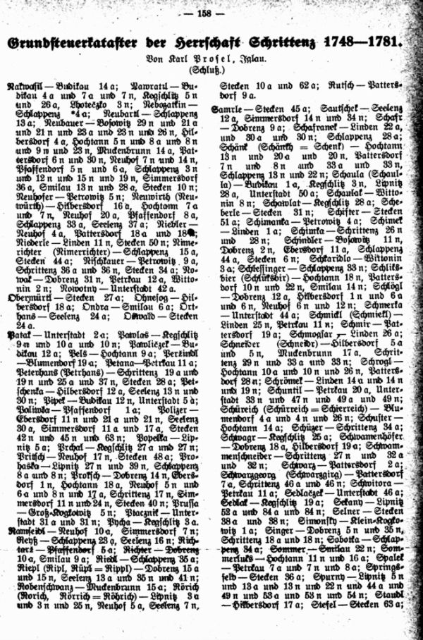 Grundsteuerkataster der Herrschaft Schittenz 1748-1781 - 1
