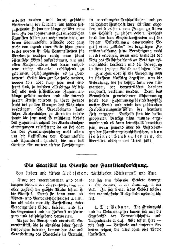 Die Statistik im Dienste der Familienforschung - 1