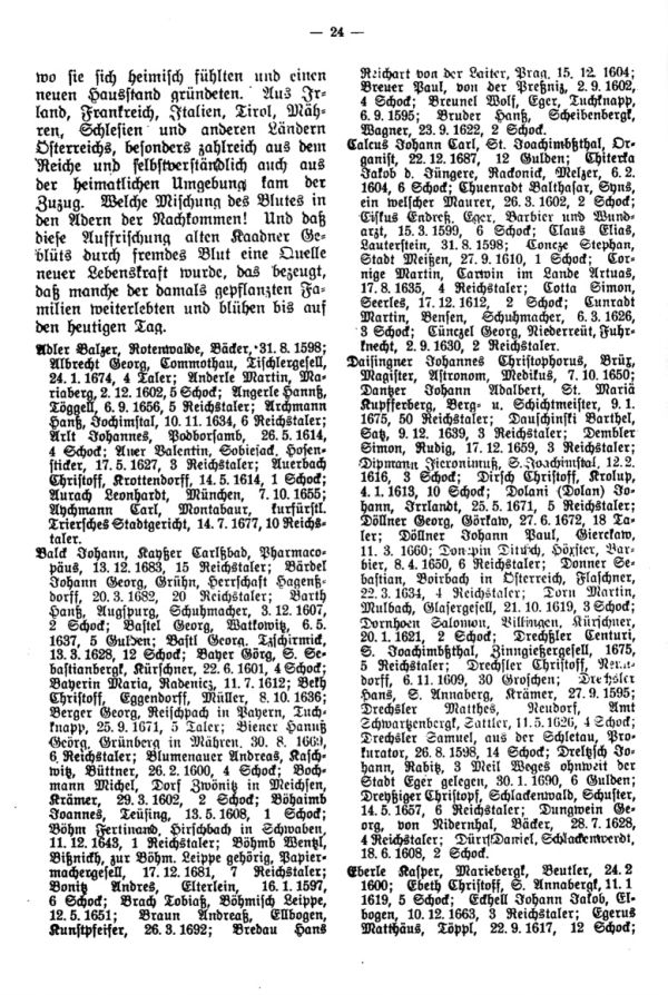 Hundert Jahre Bürgerzuwachs durch Einwanderung in Kaaden (1595-1694) - 2