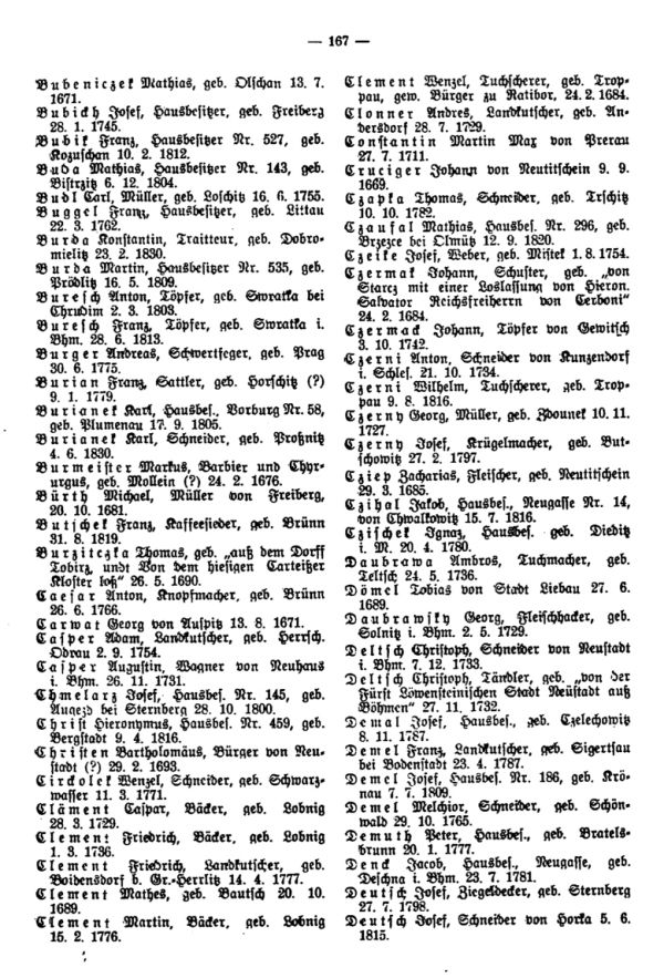 Olmützer Neubürger aus Böhmen, Mähren, Schlesien u. der Slowakei 1668-1848 - 4