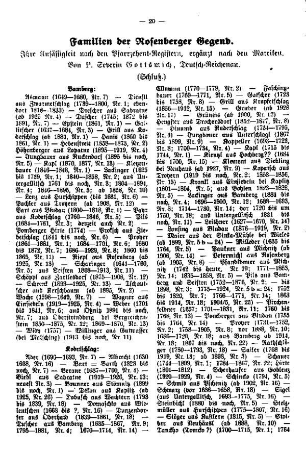 Familiennamen der Rosenberger Gegend - 1