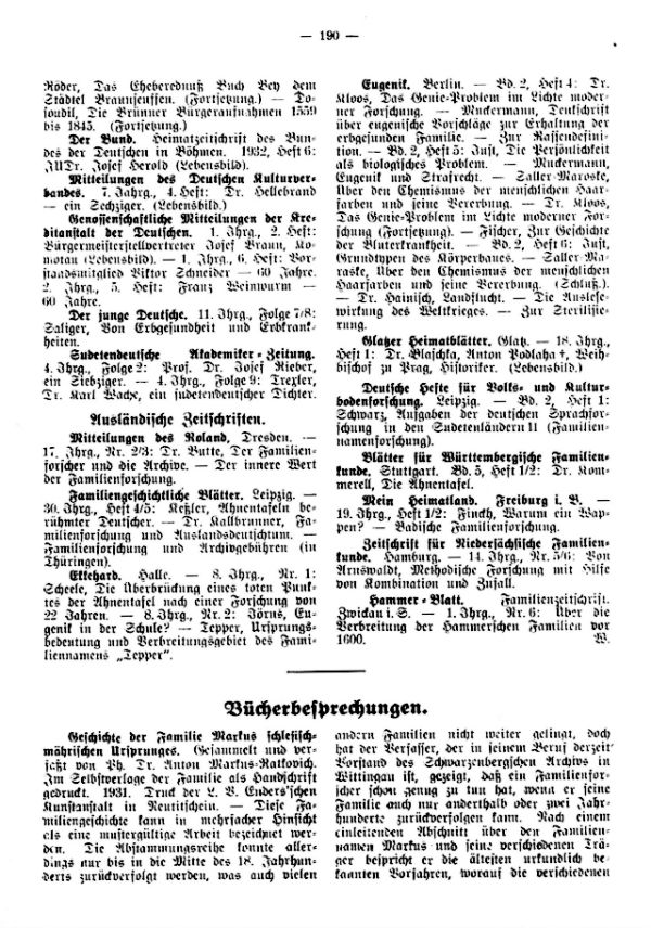 Geschichte der Familie Markus Schlesisch-Mährischen Ursprungs