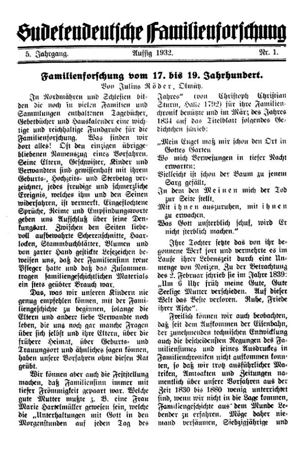 Familienforschung vom 17. bis 19. Jh. - 1