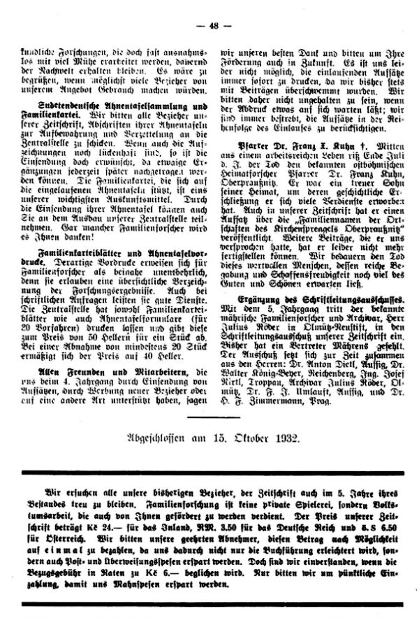 Pfarrer Dr. Franz Kuhn +