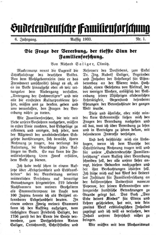 Die Frage der Verrerbung, der tiefste Sinn der Familienforschung - 1