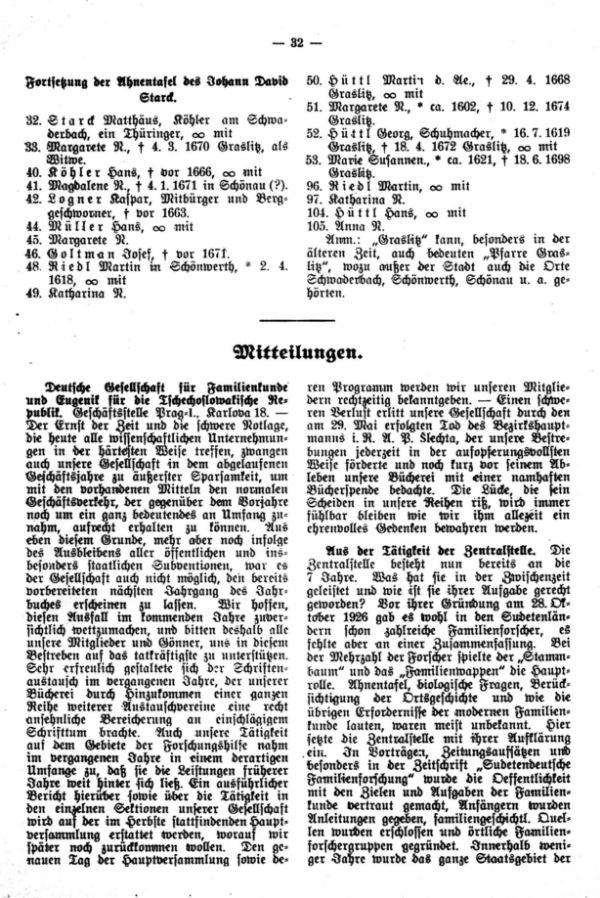 Mitteilungen - Aus der Tätigkeit der Zentralstelle