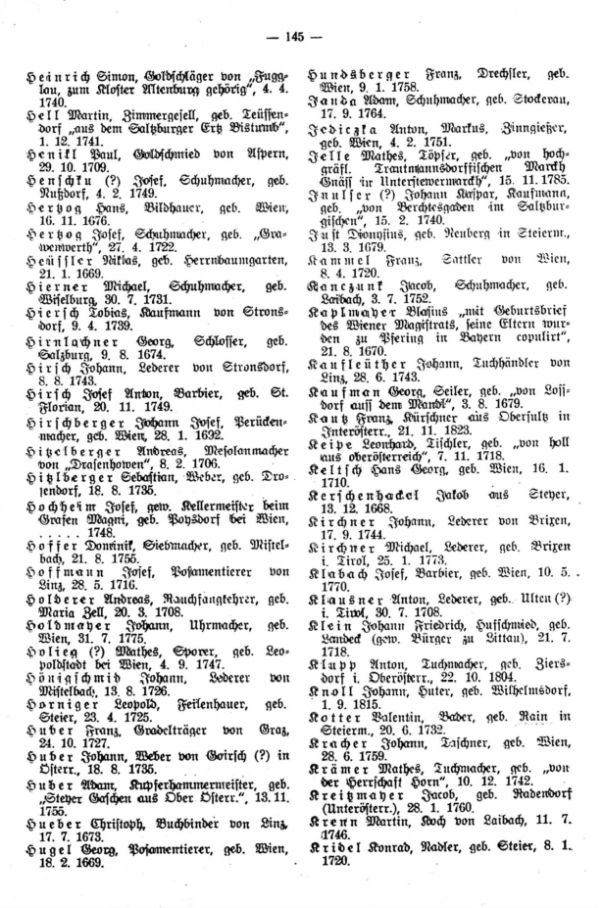 Olmützer Neubürger aus Östereich (1668-1829) - 2
