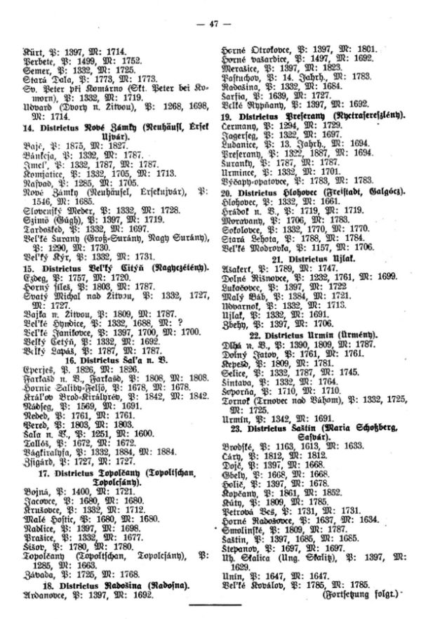 Die Matriken der Diözese Thrnau in der Slowakei - 3