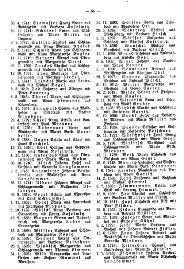 Fremde Brautleute aus der Traumatrik der Pfarre Schönfeld, Bez. Elbogen, Westböhmen (1577-1749) - 5