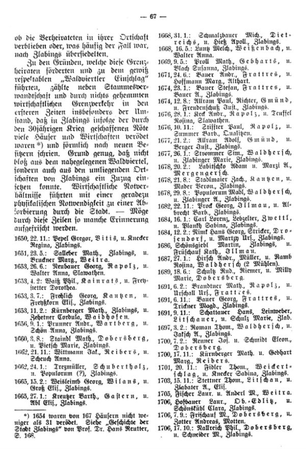 Grenzheiraten: Zlabings (Mähren) und Waldviertel (N.-Österreich 1650-1798) - 2
