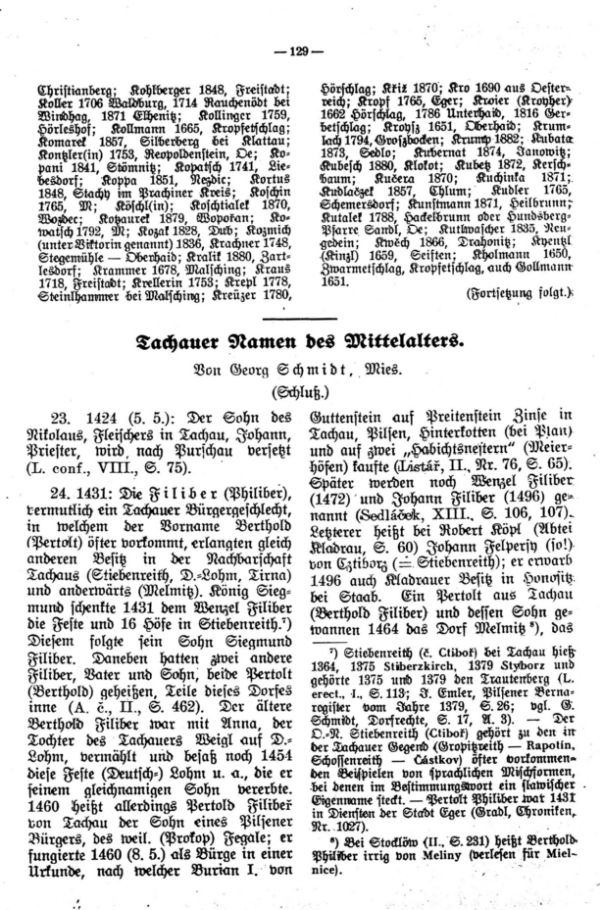 Tachauer Namen des Mittelalters (Fortsetzung) - 1