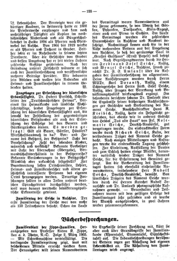 Familienblatt der Zippe-Familien - Familientag der Seiche in Auschine