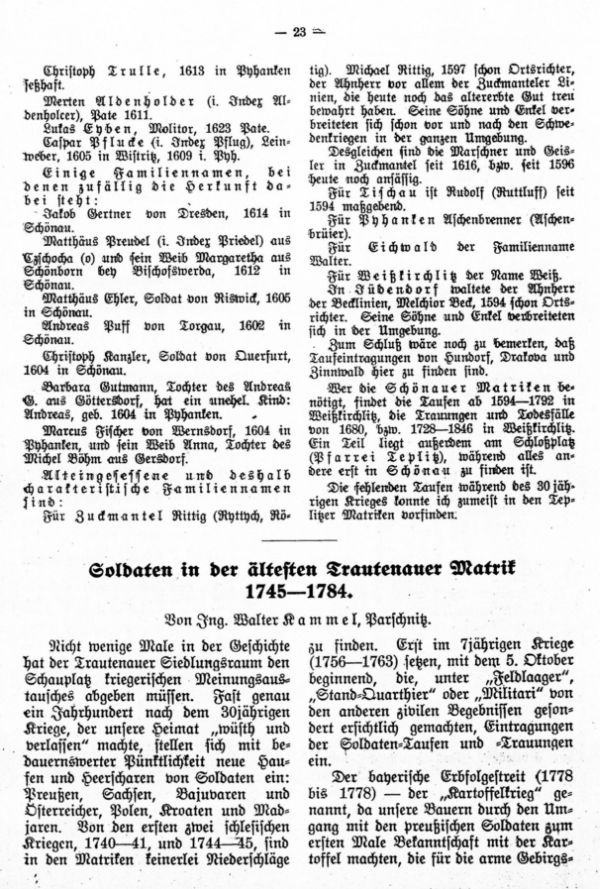 Soldaten in den ältesten Trautenauer Matrik 1745-1784 - 1