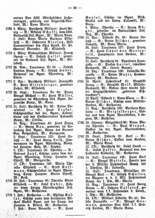 Soldaten in den ältesten Trautenauer Matrik 1745-1784 - 4