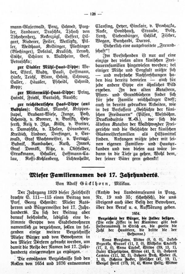 Mieser Familien des 17. Jh. - 1