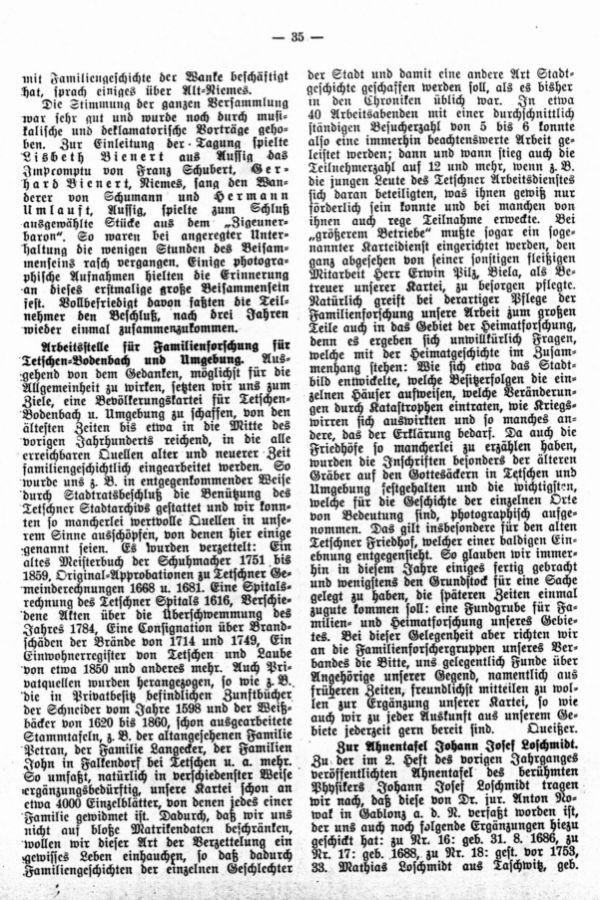 Zur Ahnentafel Johann Josef Loschmidt