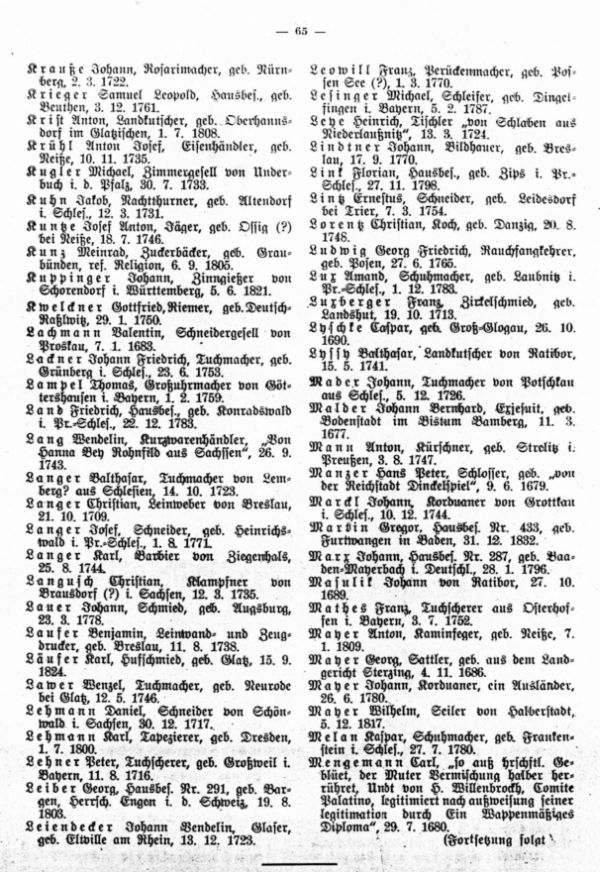 Olmützer Neubürger aus Deutschland 1668-1848 - 3