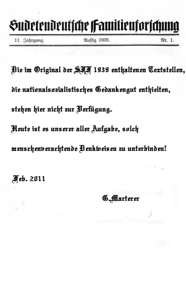 Sudetendeutsche Familienforschung 11. Jahrgang