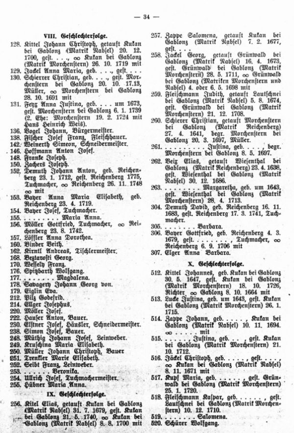 Ahnentafel der Familie Kittel aus Reichenberg - 4