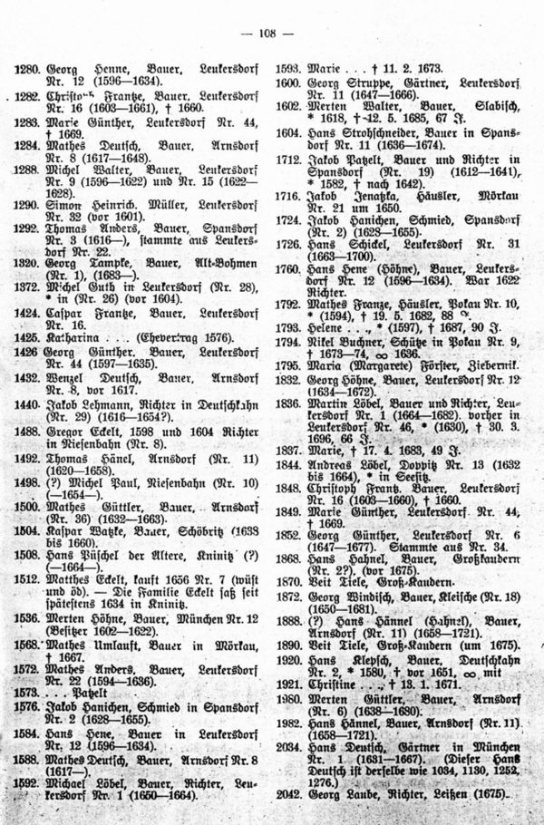 Beispiel einer Ahnentafel für eine alteingesessene Bauernfamilie. Ahnenträger: Horst Vogel, München Nr.2, Kreis Aussig - 14