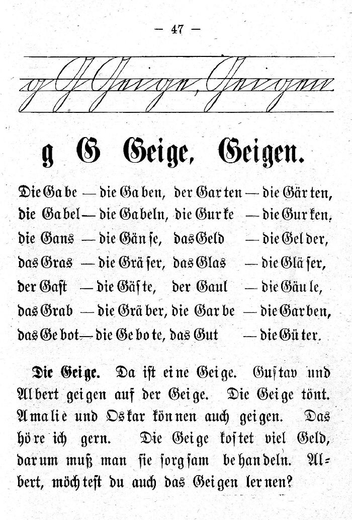 Deutsche Fibel -G (Schreibschrift /Druckschrift)