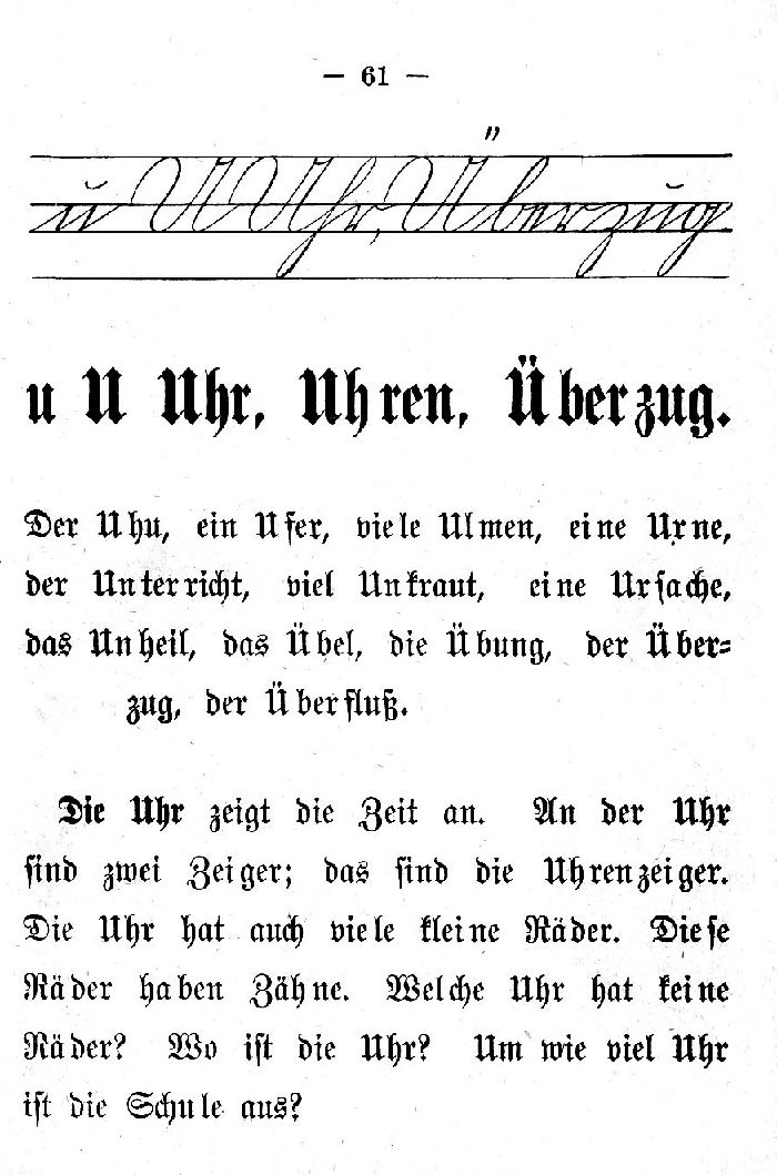 Deutsche Fibel -U (Schreibschrift /Druckschrift)