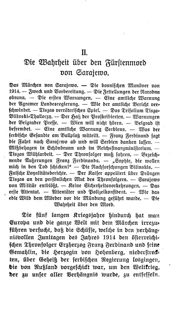II. Kapitel: Die Wahrheit über den Fürstenmord von Sarajewo