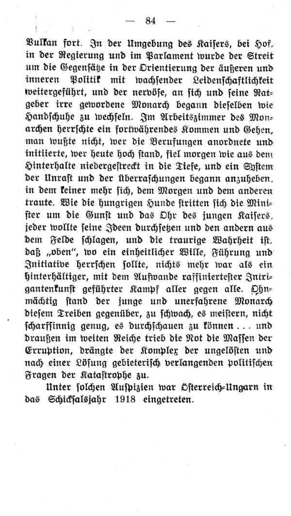 IV. Kapitel:  Die Aera des letzten Kaisers