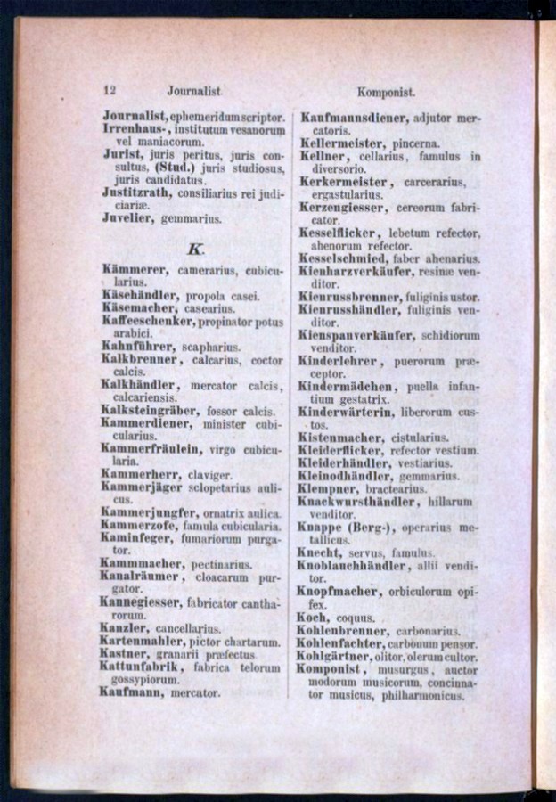Teil 1 Deutsch - Latein / von 'Journalist' bis 'Komponist'
