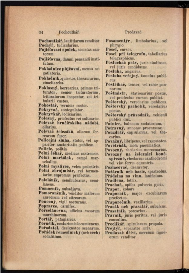 Teil 2  Böhmisch - Latein / von 'Pochoutkář ' bis 'Prodavač dříví '