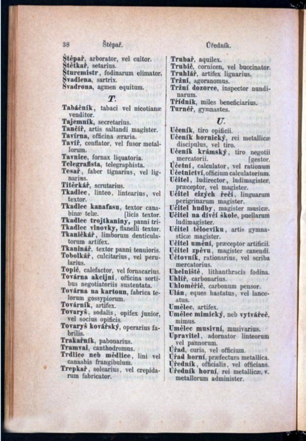 Teil 2  Böhmisch - Latein / von 'Štĕpař ' bis 'Úředník horní '