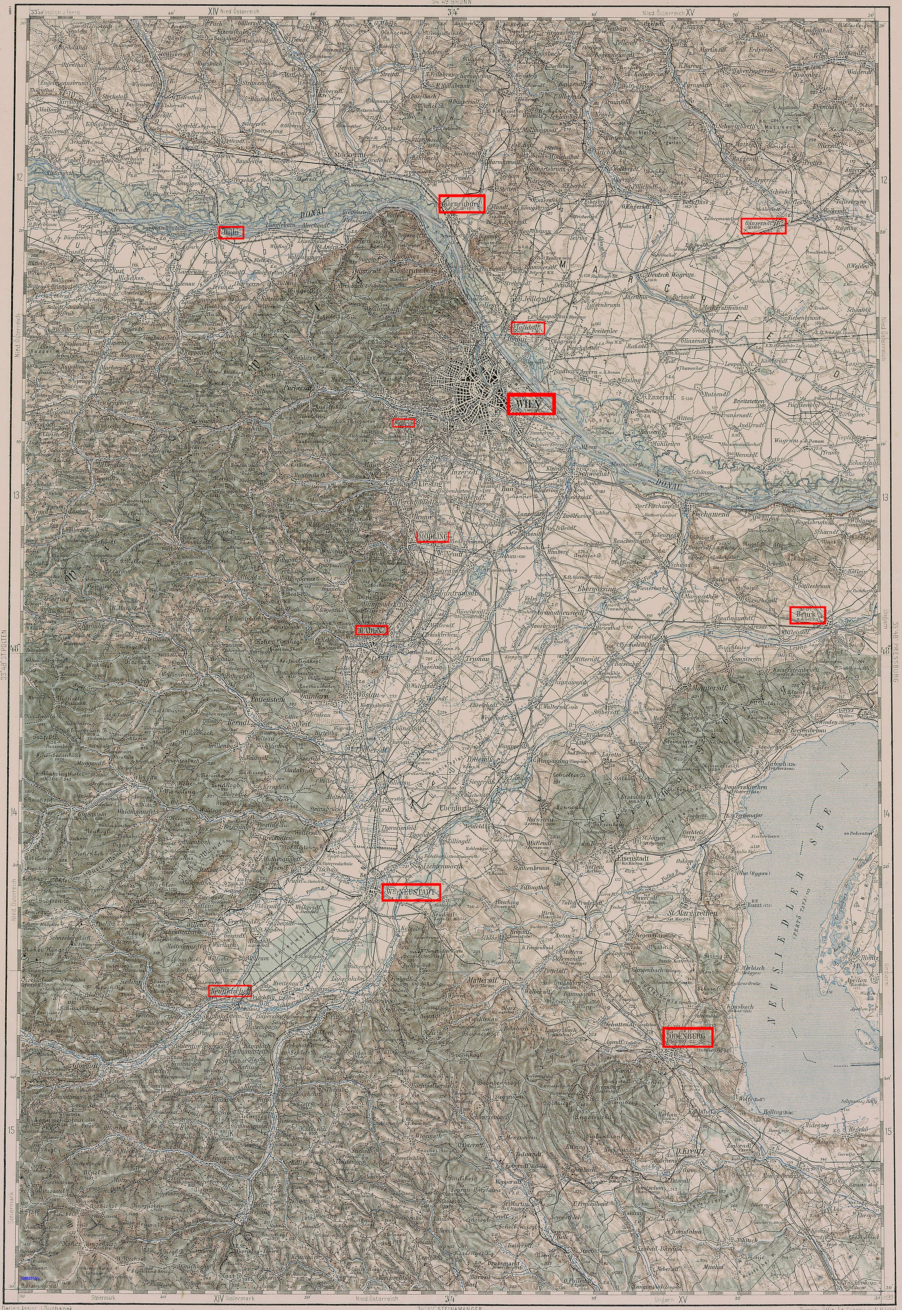 Generalkarte Österreich - Ungarn / Niederösterreich - Wien